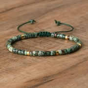 1pc Colorful Natural Stone Beads Beaded Braided Bracelet Boho Style Hand Jewelry Decoration Adjustable,African Turquoise,African Turquoise